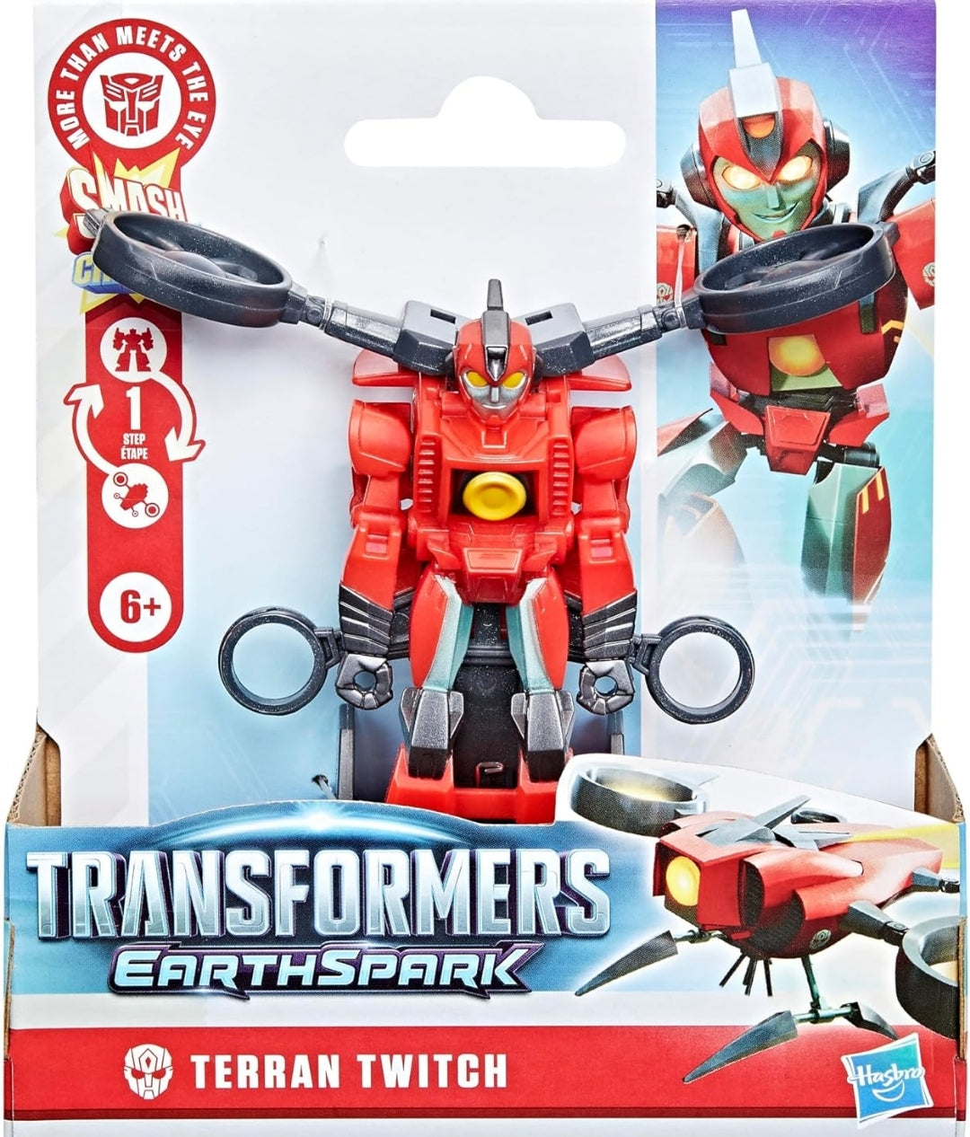 Transformers EarthSpark 1-Step Smash Changers Terran Twitch 4-Inch Action Figure, Robot Toys for Boys and Girls 6 and Up