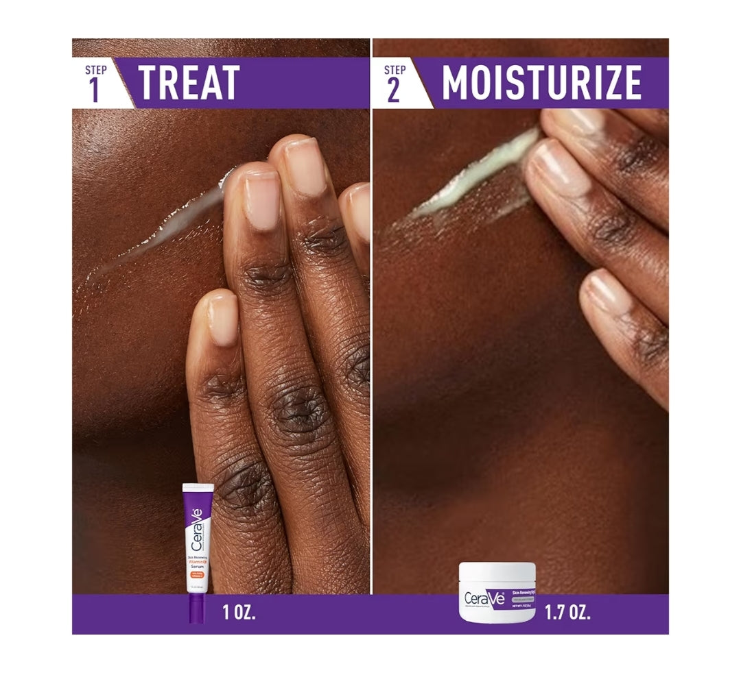 CeraVe Vitamien C Serum en Nagroom Velversorgingstel, Verhelderende Serum + Hialuronzuur, Reisbenodigdhede + 1.7oz Bevogtiger