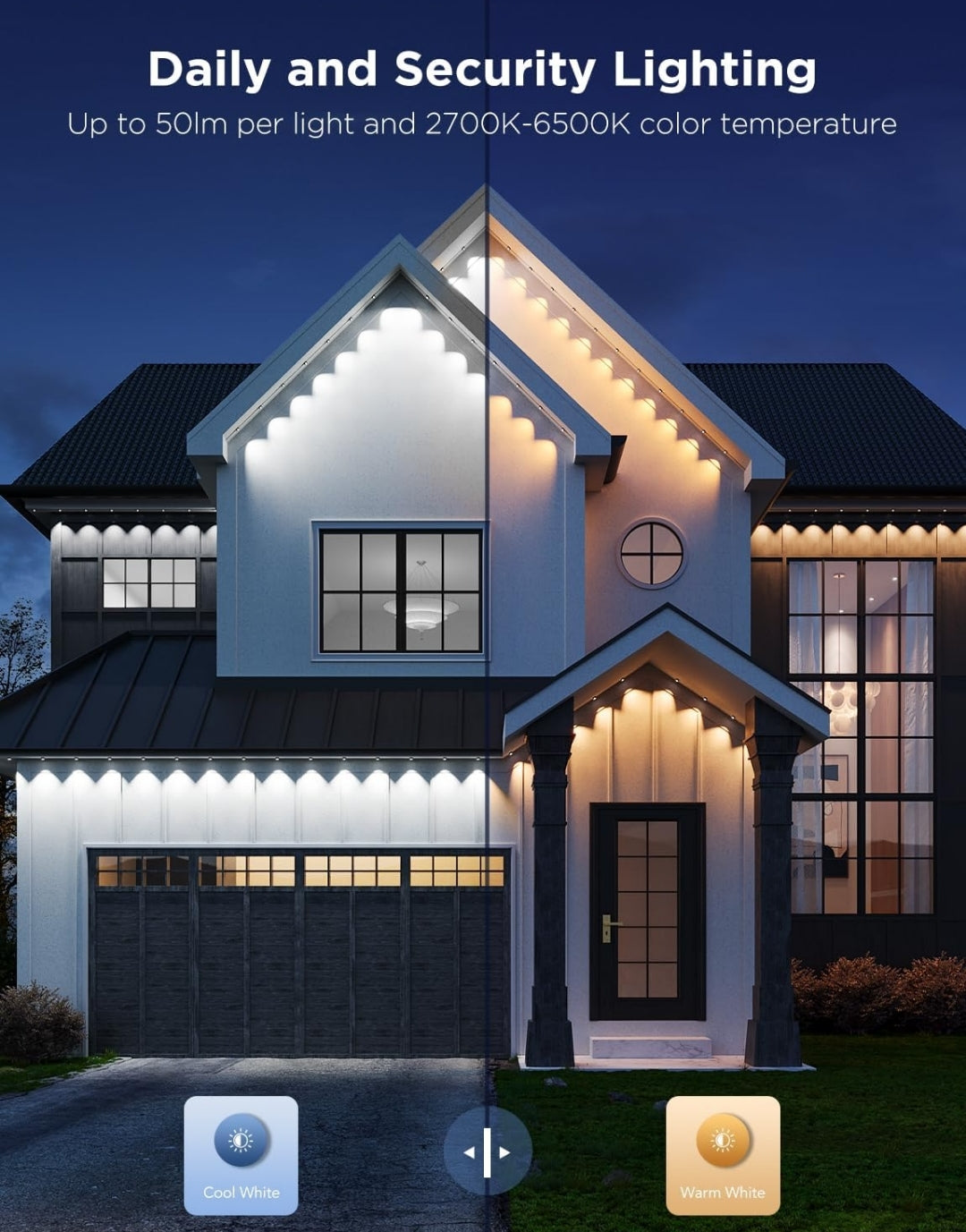 Permanent Outdoor Lights Pro, 200ft with 120 RGBIC LED Lights for Daily and Accent Lighting, 75 Scene Modes for Outdoor Decor, IP67 Waterproof, Works with Alexa, Google Assistant, Matter, Black