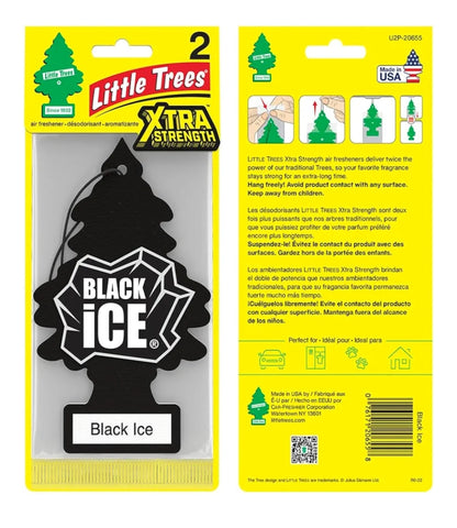 LITTLE TREES Kar Lugverfrisser Xtra Sterkte Langdurige Geur Ekstra Hupstoot - Black Ice (24)