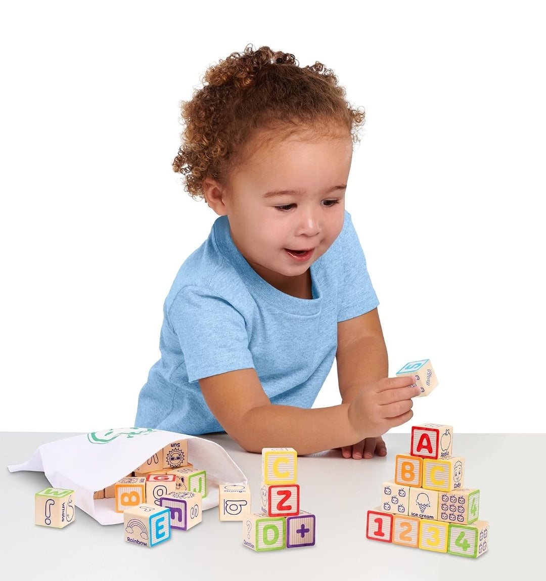 CoComelon 51-Piece Classic ABC Wooden Block Set, Preschool Building Toys, Learning and Education, Officially Licensed Kids Toys for Ages 18 Month, Amazon Exclusive
