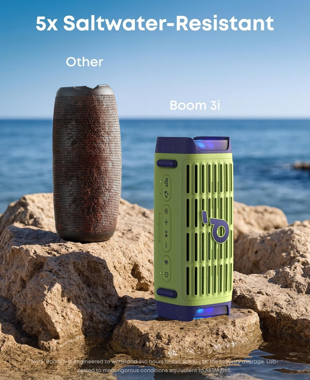 Soundcore Boom 3i by Anker, Rugged Outdoor Speakers, IP68 Waterproof, Floating Playback, Saltwater-Resistant, BassUp 2.0, 50W Portable Speaker, Bluetooth 5.3, 16H, TWS, Kayak/Fishing/Camping-Green