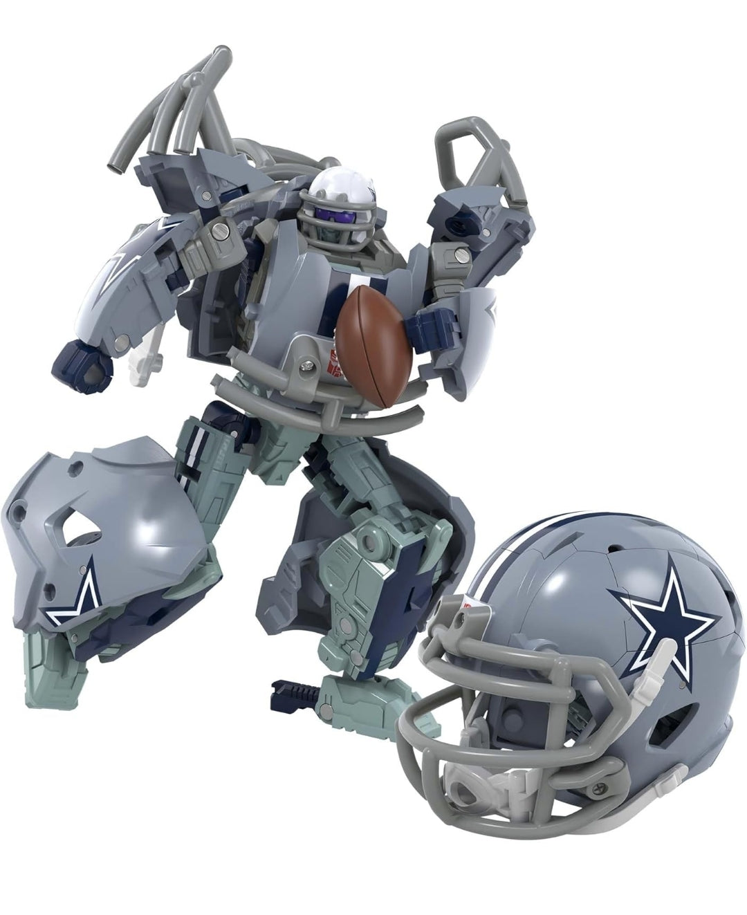 Transformers NFL Dallas Cowboys Starblitz 5.5-Inch Action Figure Changes from Robot to Helmet, Football Toys for Ages 8+