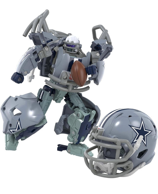 Transformers NFL Dallas Cowboys Starblitz 5.5-duim Aksiefiguur Verander van Robot na Helm, Sokkerspeelgoed vir Ouderdomme 8+