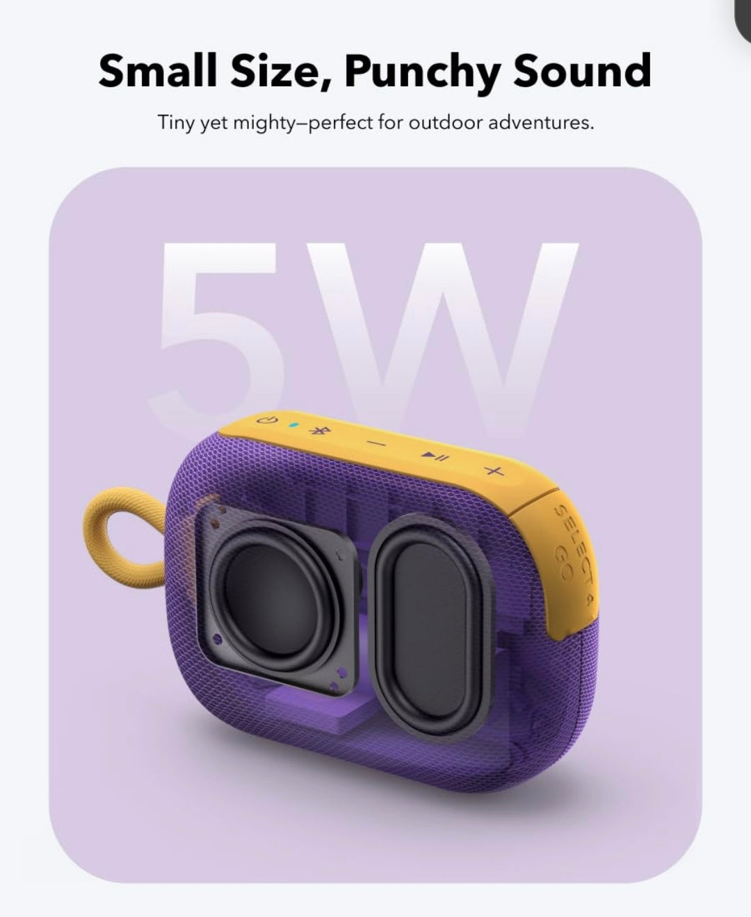 Soundcore Select 4 Go Bluetooth Shower Speaker by Anker, IP67 WaterproofDustproof, Portable, Wireless, 20H Playtime, Floatable, Powerful Sound, Electronics for Outdoors/Home/Office/Travel/Party-Purple
