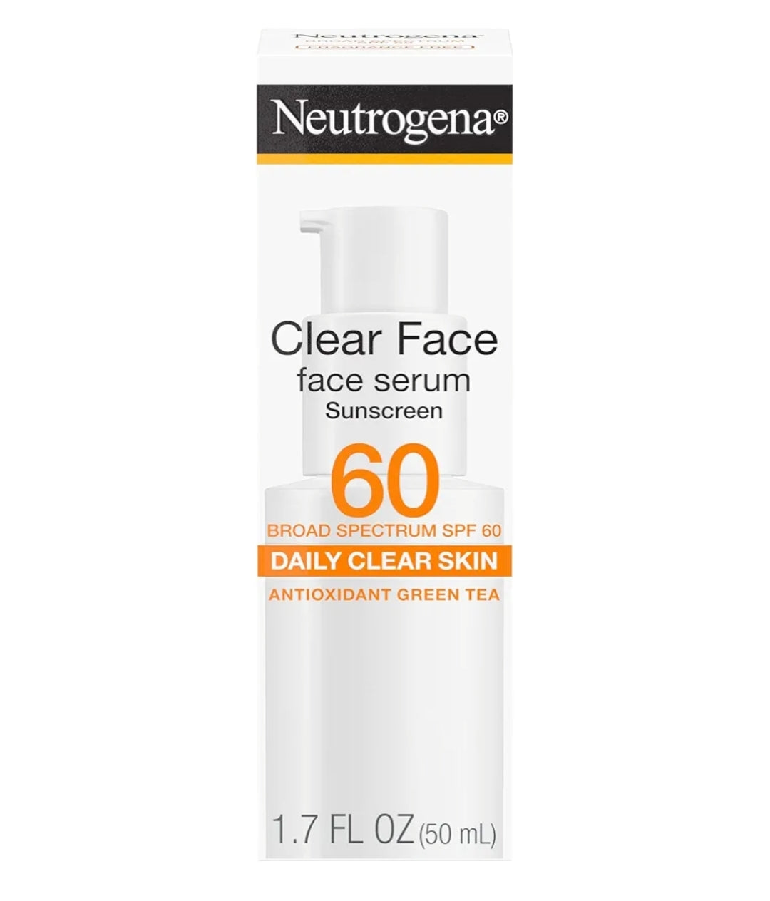 Neutrogena Clear Face Serum Sonbrandmiddel met Groen Tee SPF 60 Nie-komedogenies Liggewig UVA/UVB-beskerming & Geurloos - 1.7 fl. oz