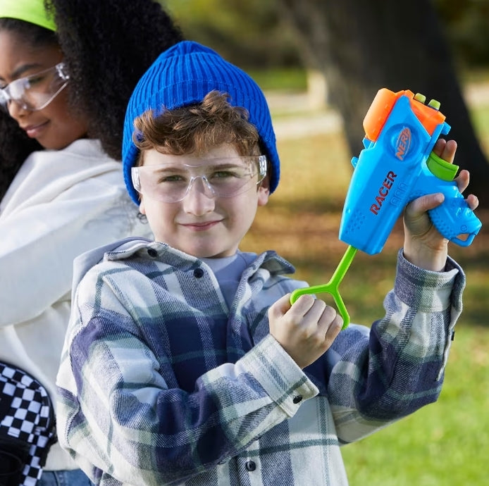 NERF Elite Junior Racer Easy Play Dart Blaster - 4 Elite Darts - Blaster Outdoor Toys (Kids- Ages 6+)