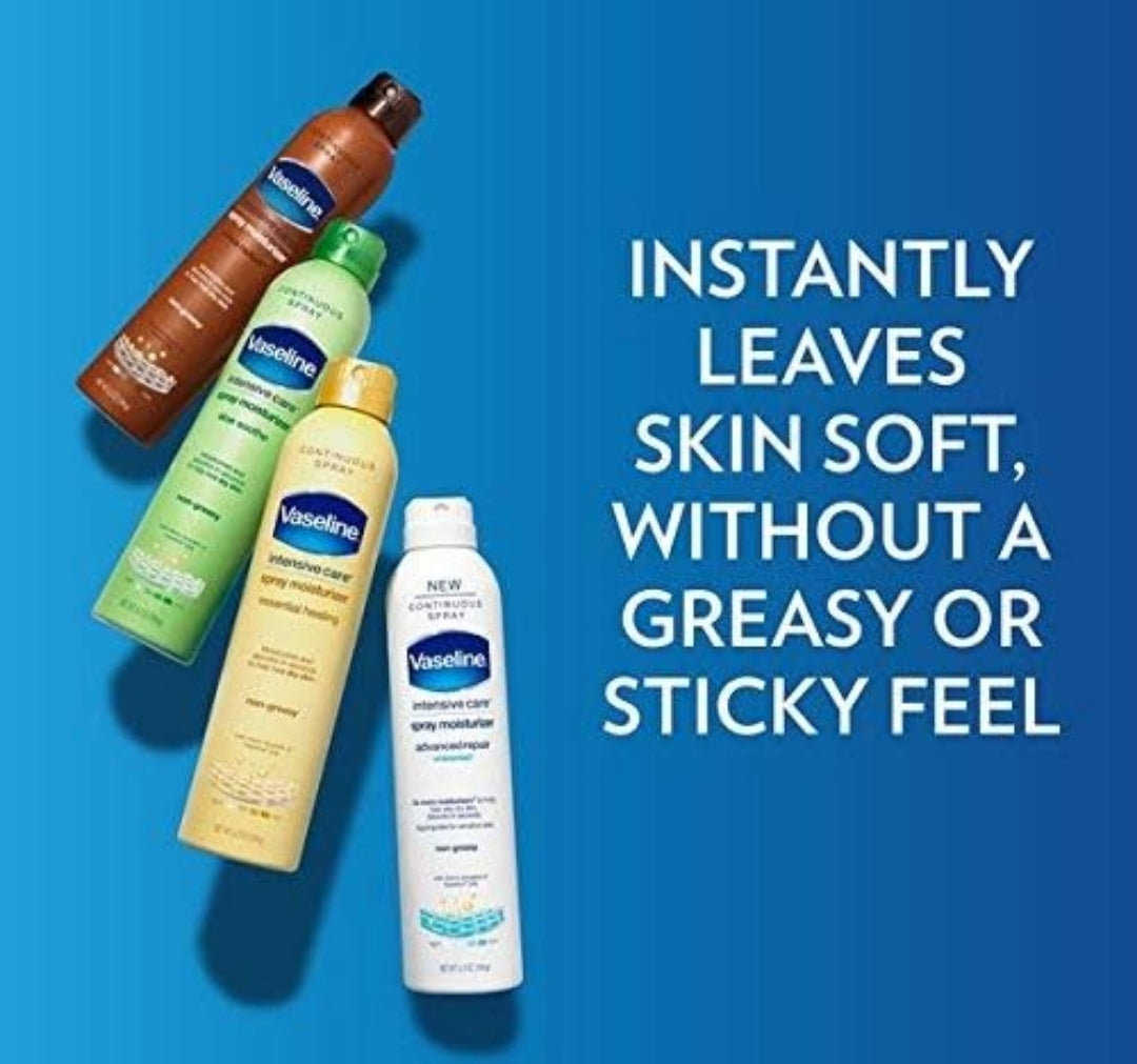 Vaseline Aloe Soothe Spray 2-Pack – Non-Greasy, Fast-Absorbing All-Over Soothing Moisturizer for Dry Skin, 6.5 Oz Ea