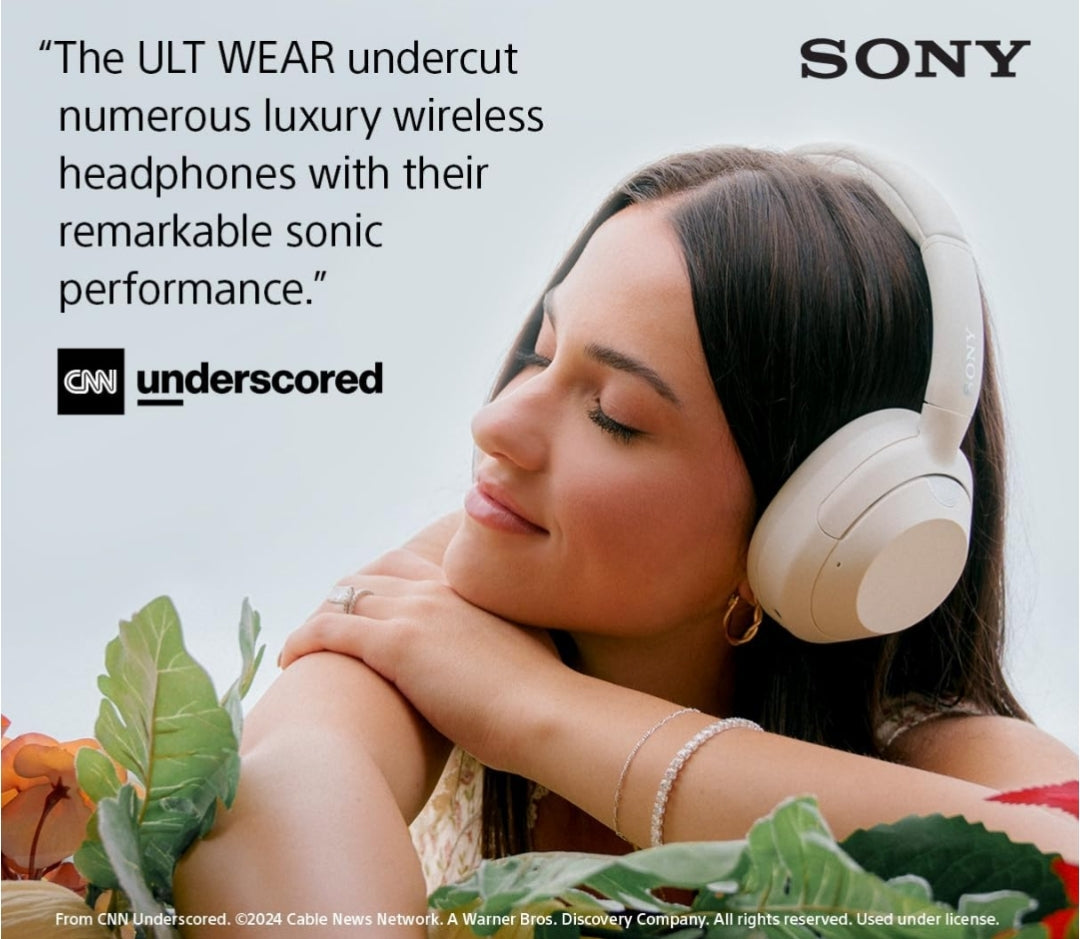 Sony ULT WEAR Oor-die-oor Geraasdempende Bluetooth-koptelefoon met ingeboude Alexa, Gemaklike Ontwerp, 30-uur Batterylewe (Gebroke Wit)