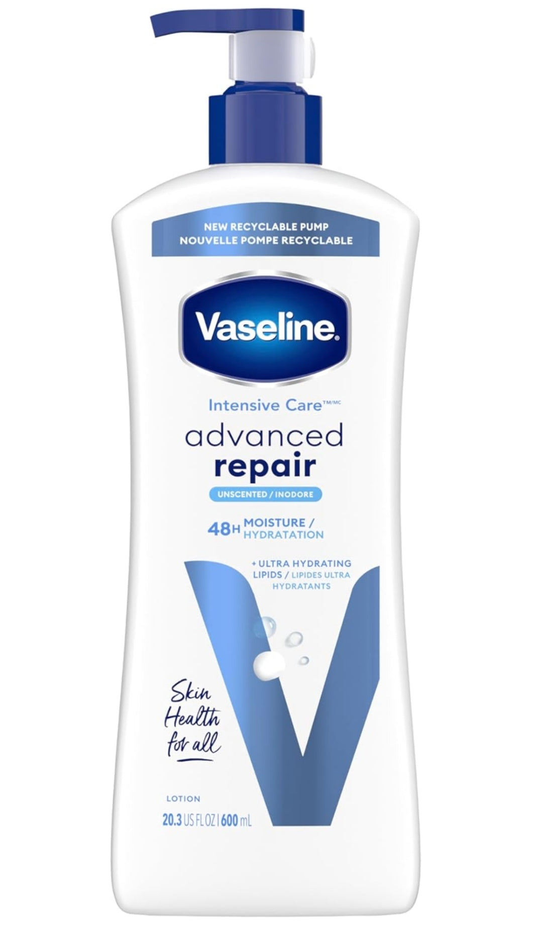 Vaseline Intensive Care Body Lotion Advanced Repair Unscented for Dry Skin Lotion Made with Ultra-Hydrating Lipids and Vaseline Jelly That Repairs Extremely Dry Skin 20.3 oz