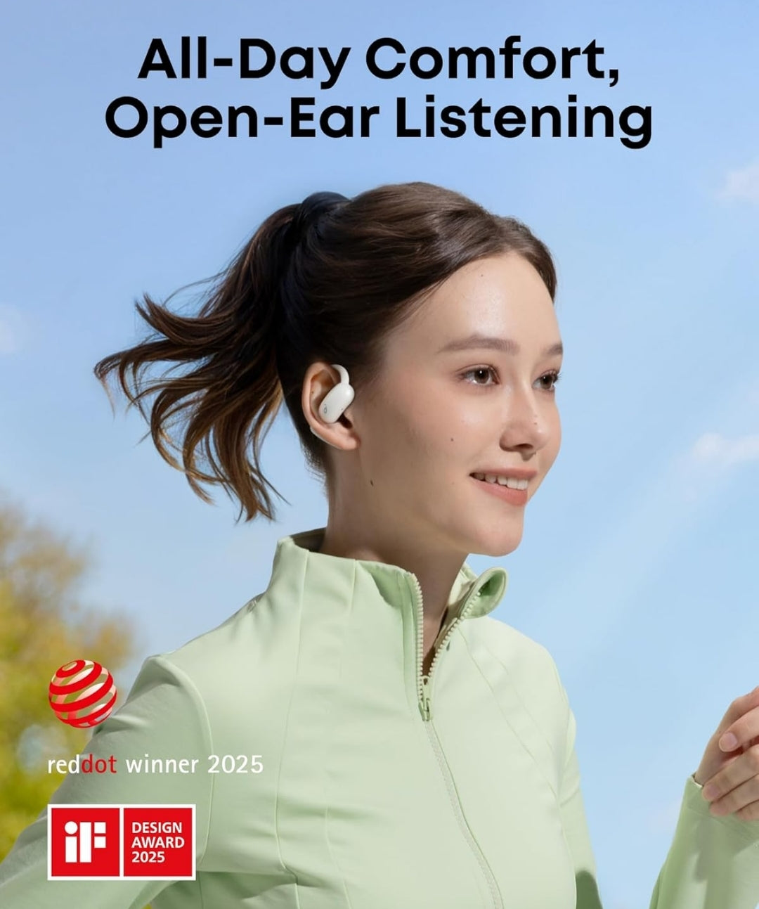 Soundcore AeroFit 2 by Anker, Open-Ear Headphones, Translation Earbuds Real Time, 4 Adjustable Positions for Every Ear Size, 2x Richer Bass, Hi-Res, 42H Playtime, IP55,AI Clear Calls,Wireless Charging