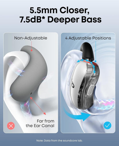 Soundcore V40i by Anker, Open-Ear Headphones, Crystal-Clear Design, Lidless Case, 4 Adjustable Positions for Every Ear Size, Richer Bass, IP55, 21H Playtime, AI Clear Calls, Bluetooth 5.4, App Control