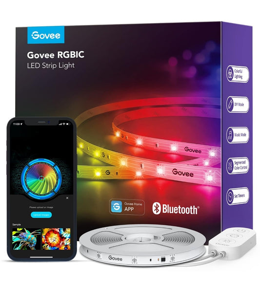 Govee RGBIC LED-strookligte, 32.8vt Slim LED-ligte vir Slaapkamer, Bluetooth LED-ligte APP Beheer, DIY Veelvuldige Kleure op Een Lyn, Kleurveranderende LED-strookbeligting Musiek Sinkronisering, Huisdekor