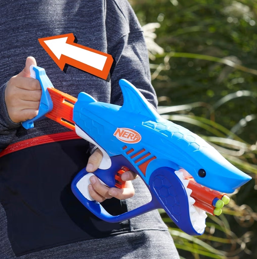 NERF Junior Wild Sharkfire, Easy Play Dart Blaster, 8 Elite Darts - Outdoor Toys