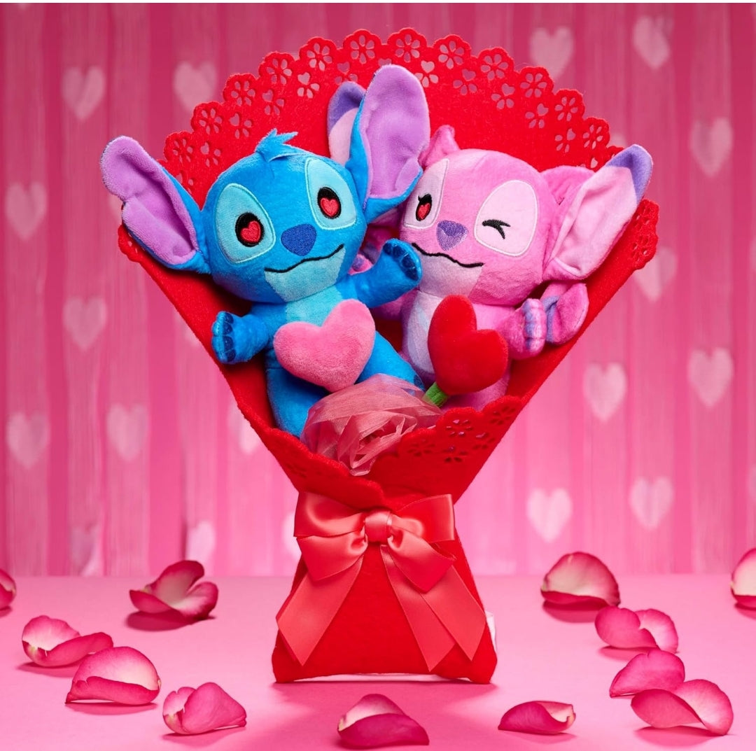Disney Stitch Valentine 13.5-inch Medium Plush Bouquet, 4 Stuffed Animals Included, Kids Toys for Ages 3 Up by Just Play
