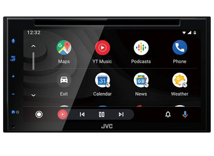 JVC KW-V660BT Apple CarPlay Android Auto DVD/CD-speler met 6.8" Kapasitiewe Raakskerm, Bluetooth Oudio en Hands-free Oproepe, MP3-speler, Dubbel DIN, 13-band EQ, SiriusXM, AM/FM Motorradio