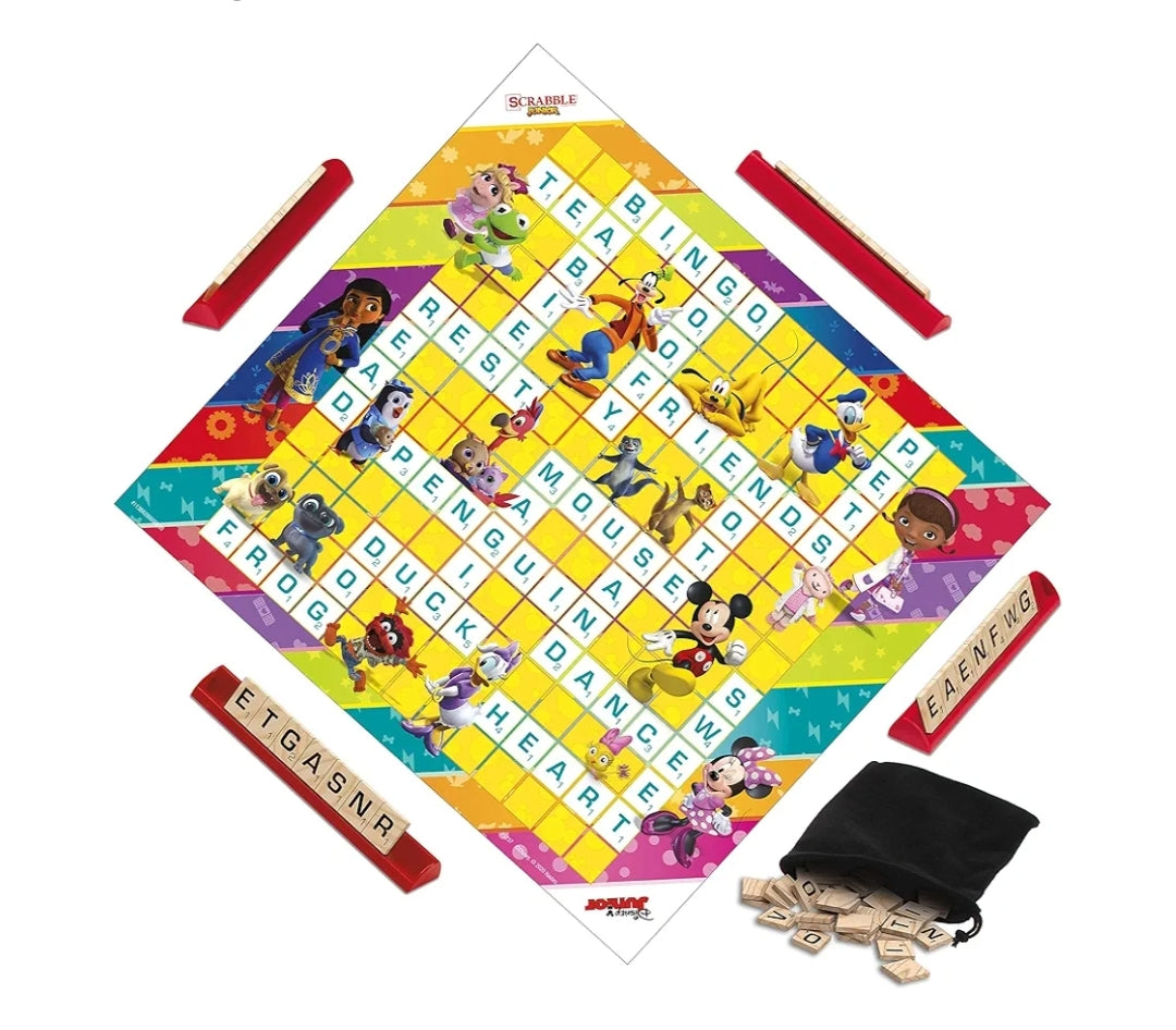 Hasbro Gaming Scrabble Junior: Disney Junior Edition Board Game for Kids - Double -Sided Game Board | Matching Word Game