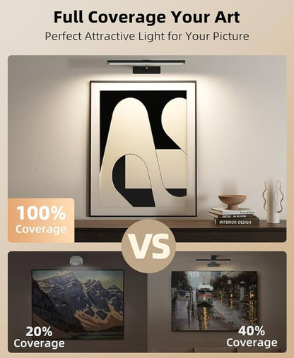 Picture Light for Wall, 4800mAh Rechargeable Wireless Remote Battery Lights, 16In Dimmable Magnetic LED Light, Colors Temperatures