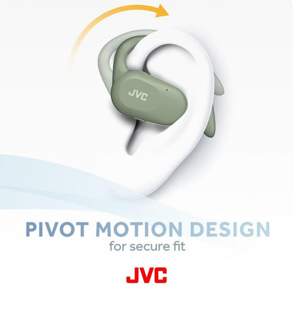 JVC Oorfoon Oopoor Ware Draadlose Oorfone met Spilbewegingmeganisme, 16mm Groot Drywerklank, Enkeloor-gebruik, BT 5.4, Lang Batterylewe (tot 26 Uur) - HANP40TG (Groen)