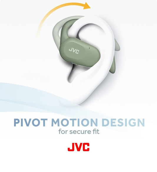 JVC Oorfoon Oopoor Ware Draadlose Oorfone met Spilbewegingmeganisme, 16mm Groot Drywerklank, Enkeloor-gebruik, BT 5.4, Lang Batterylewe (tot 26 Uur) - HANP40TG (Groen)