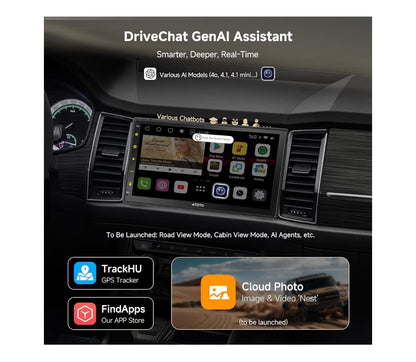 7" QLED Dubbel-DIN Kar Stereo, 8 Kern 4GB+32GB, Draadlose CarPlay & Android Auto, 4G LTE/Wi-Fi, Dubbele BT, GPS-opsporing, KI Klets, DSP, HD LRV, Agteruitry kamera