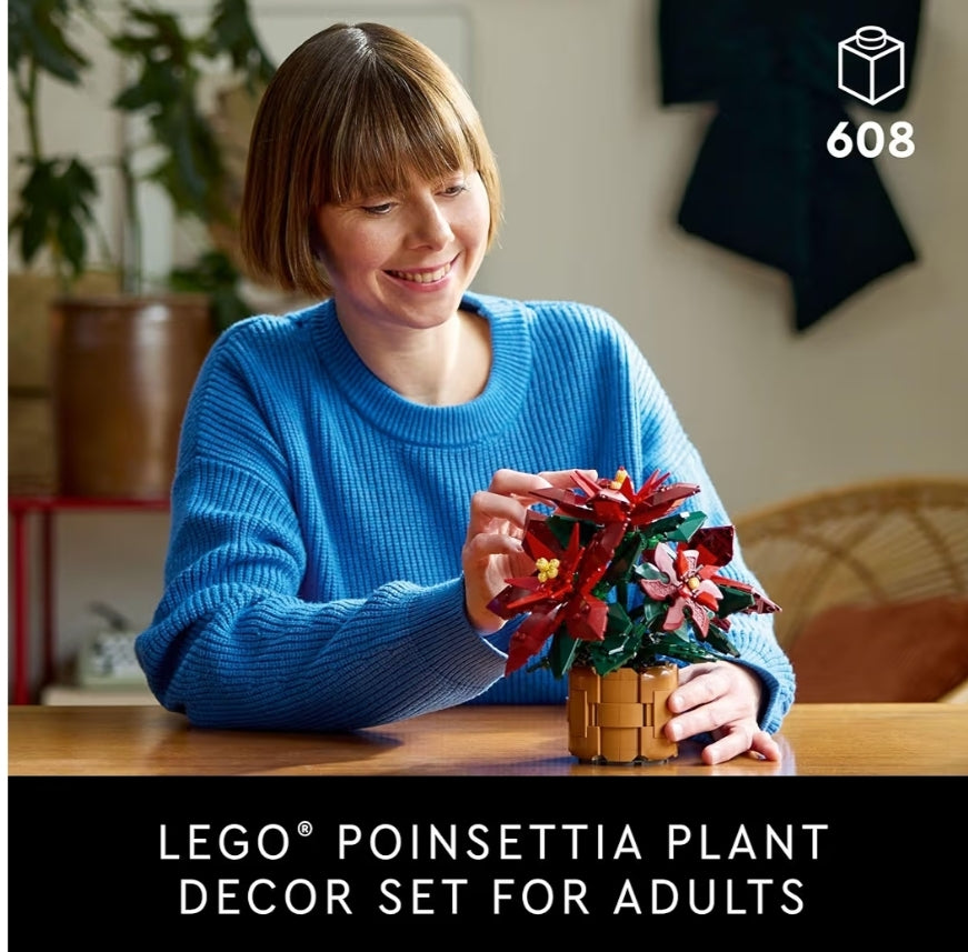 LEGO Icons Poinsettia Boustelle vir Volwassenes - Kunsmatige Blommeversiering