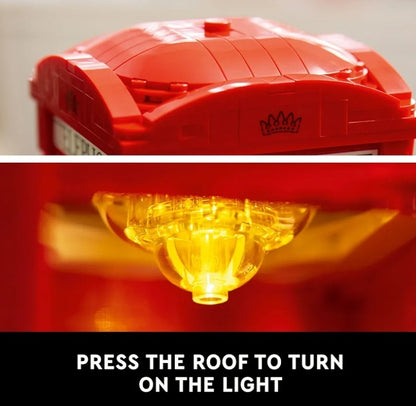 LEGO Ideas Red London Telephone Box Model - London Phone Booth and Cell Phone Holder for Build and Display (21347)