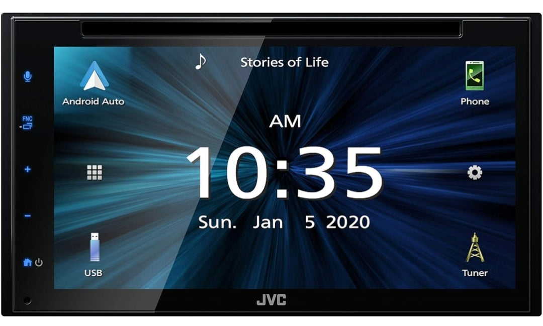 JVC KW-V66BT Apple CarPlay Android Auto DVD/CD-speler met 6.8" Kapasitiewe Raakskerm, Bluetooth Oudio en Hands-Free Oproepe, MP3-speler, Dubbel DIN, 13-Band EQ, SiriusXM, AM/FM Motorradio