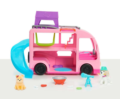 Barbie Pet Camper Playset with Pair of 1.5-inch Pet Figures, 11-pieces, Toy Figures and Playset, Kids Toys for Ages 3 Up by Just Play