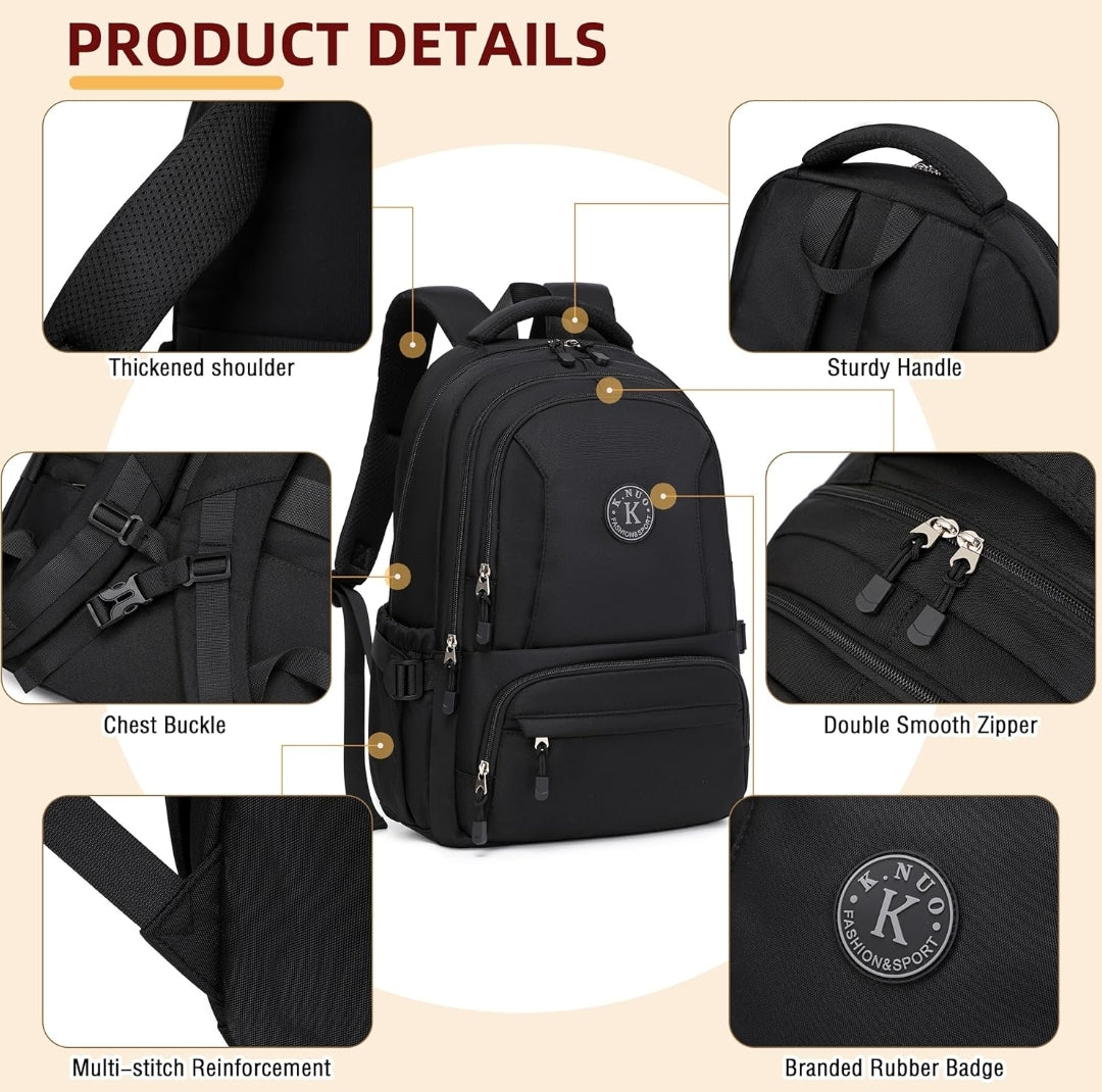 Laptop Backpack for Women Men 17 Inch , Anti Theft Carry on Travel Backpacks, Water Resistant College Bookbag Large Kids School Bag for Teens Boys Girls Business Work Back Pack Casual Daypack Black