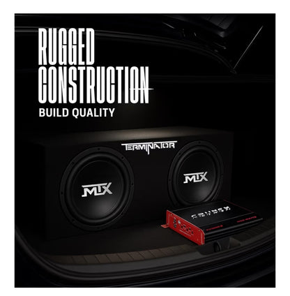 2 Kanaal 1000 Watt Amp Motor Oudio Stereo Versterker en MTX 12 Duim 1200 Watt Motor Oudio Dubbelgelaaide Subwoofer Boks Omhulsel (2 Pak)