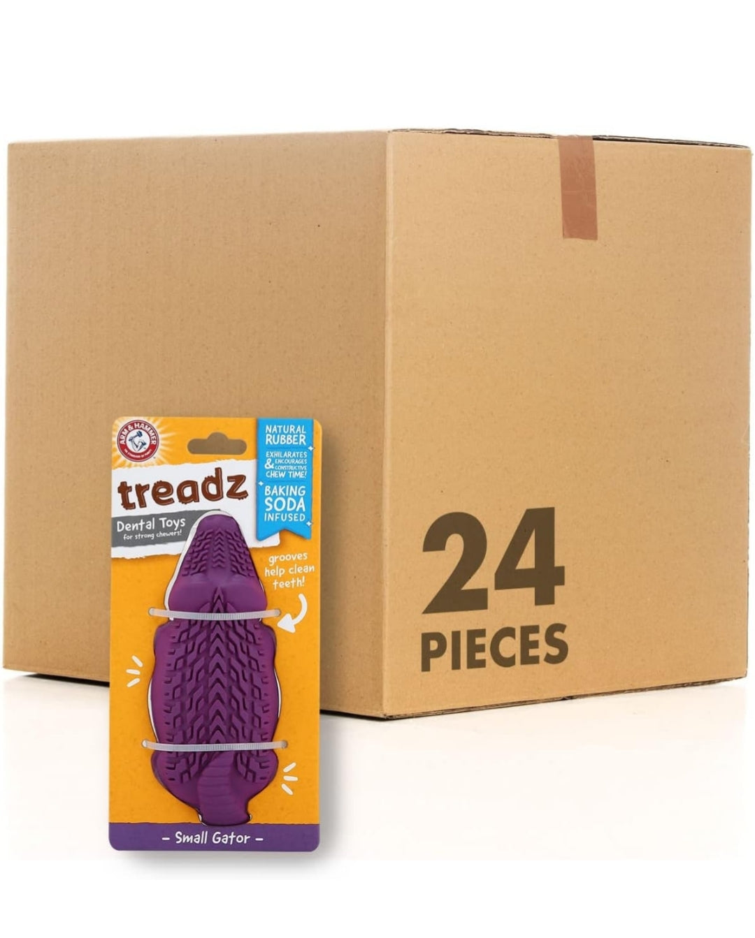 Arm & Hammer for Pets Super Treadz Mini Gator Dental Chew Toy for Dogs Best Dental Dog Chew Toy Dog Dental Chew Toys Reduce Plaque & Tartar Buildup Without Brushing (Pack of 1)