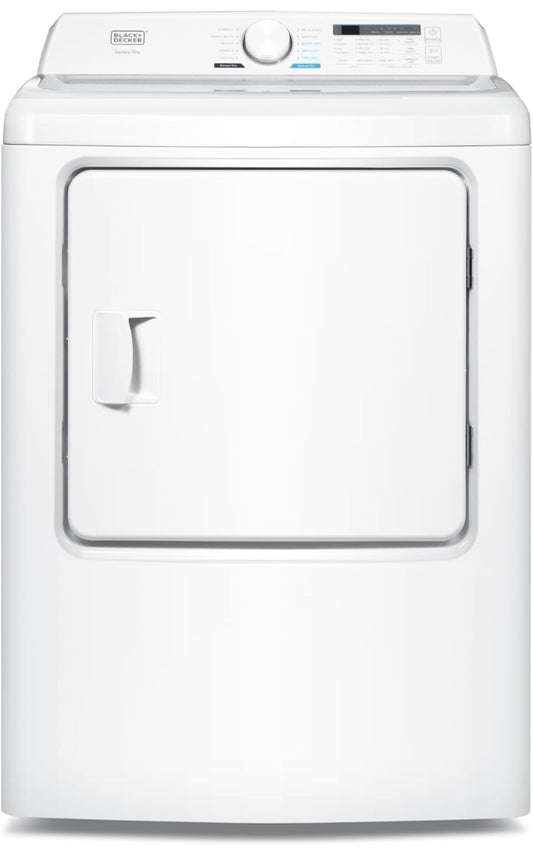 BLACK+DECKER 7.0 Cu. Ft. Voorlaai Droër, Wasgoed Droër met LED-skerm en Draaiknopbeheer, 5 Sensor- en Handdroogkeuses, Kreukelversorging, 240V, BLD67ME, Wit