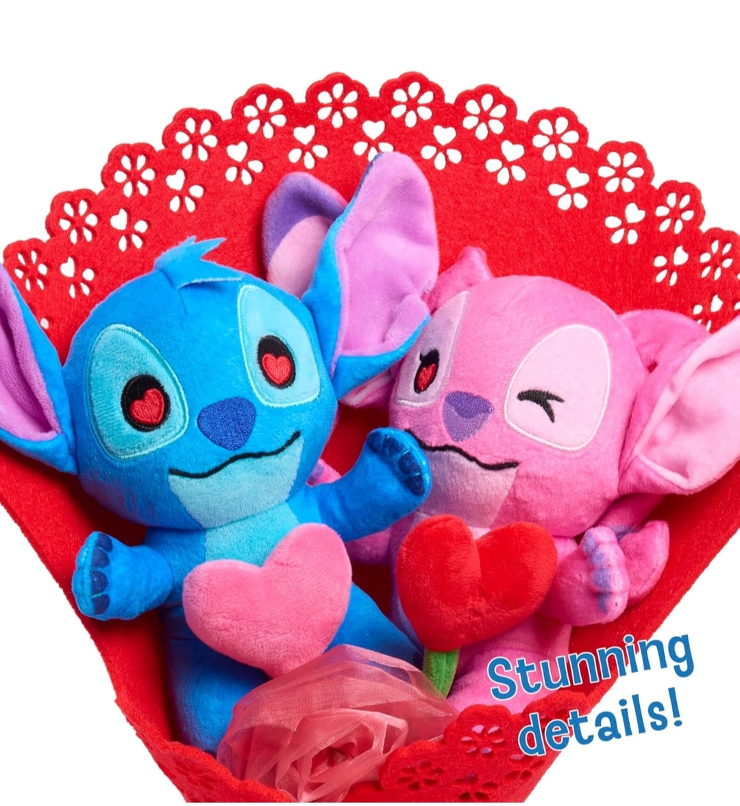 Disney Stitch Valentine 13.5-inch Medium Plush Bouquet, 4 Stuffed Animals Included, Kids Toys for Ages 3 Up by Just Play