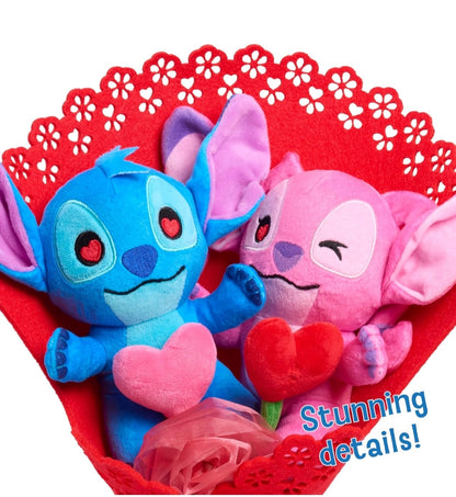 Disney Stitch Valentine 13.5-inch Medium Plush Bouquet, 4 Stuffed Animals Included, Kids Toys for Ages 3 Up by Just Play
