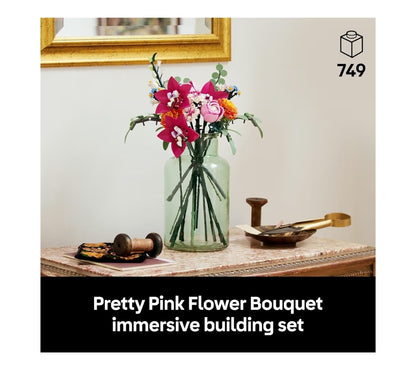 LEGO Botanicals Pretty Pink Flower Bouquet Building Set for Adults - Gifts - Artificial Flowers for Decor