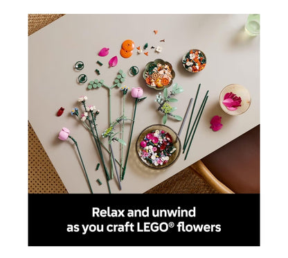 LEGO Botanicals Pretty Pink Flower Bouquet Building Set for Adults - Gifts - Artificial Flowers for Decor