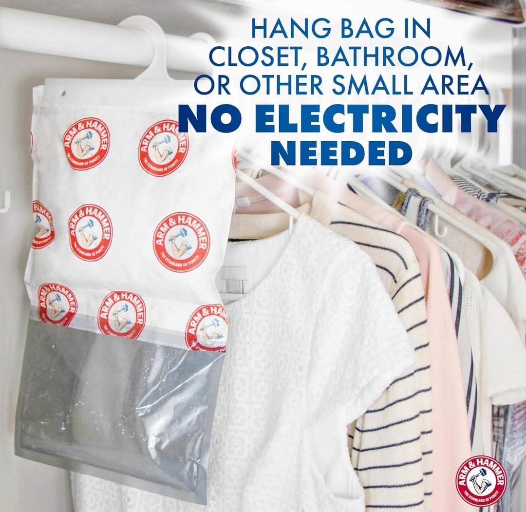 Arm & Hammer Fragrance Free Hanging Moisture Absorber and Odor Eliminator - (Packs of 2) Traps Moisture for Fresher, Cleaner Air