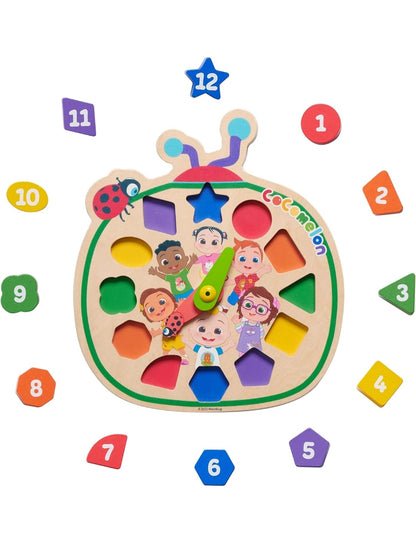 CoComelon Count with Me Wooden Clock, Recycled Wood, Learning and Education, Officially Licensed Kids Toys for Ages 18 Month by Just Play