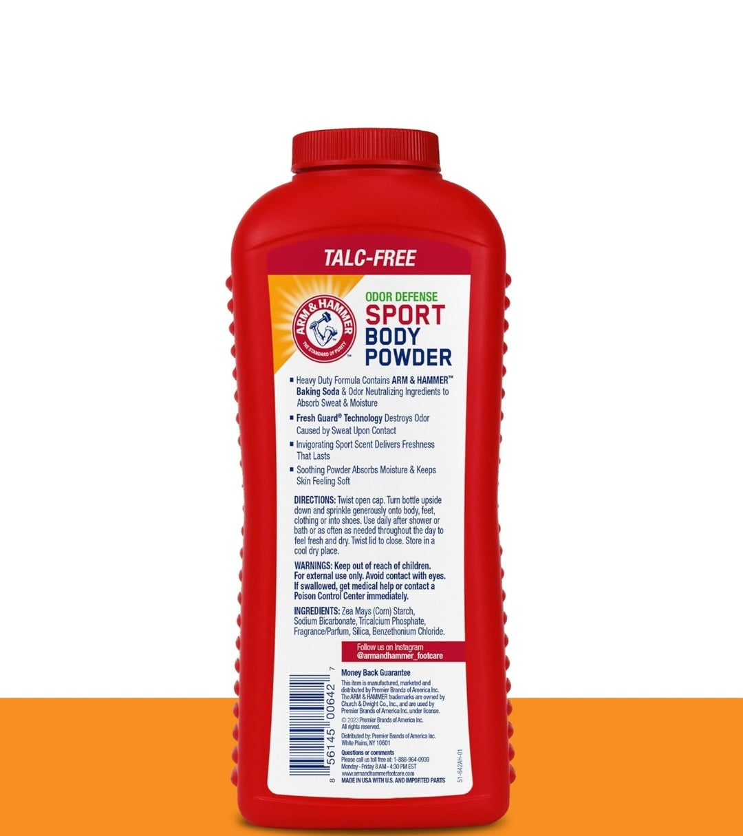 Arm & Hammer Sport Body Powder Talc Free, Aluminum Free Odor Defense w/ Baking Soda