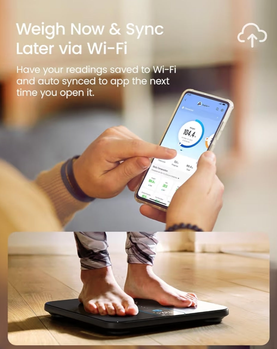 Smart Scale for Body Weight Fat, Bluetooth Smart Tape Measure with Lock Hook & Retractable Function