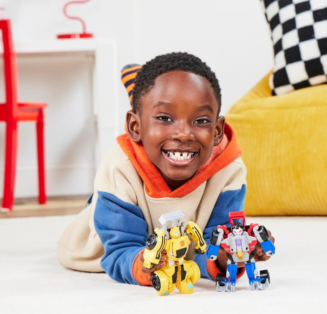 Transformers Bumblebee and Starscream Bot Racers, Easy to Change from Robot Toys to Car Toys, Action Figures for Boys and Girls 3+