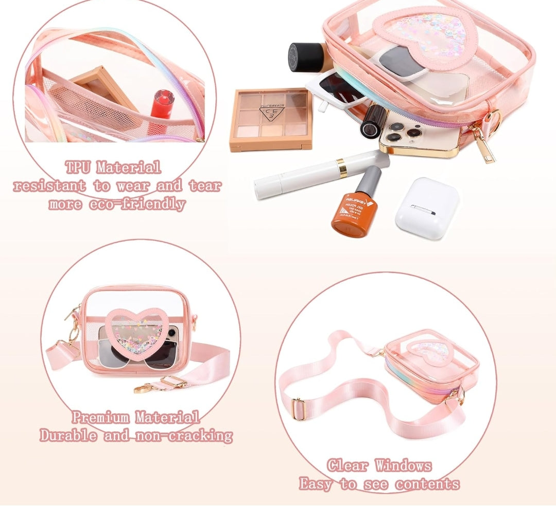 Clear Crossbody Bag for Women Girls Kids Purse Toddlers Shoulder Messenger Handbags Transparent Bags Wallet Pouch
