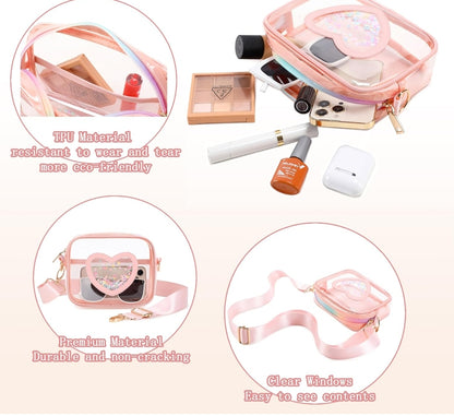 Clear Crossbody Bag for Women Girls Kids Purse Toddlers Shoulder Messenger Handbags Transparent Bags Wallet Pouch