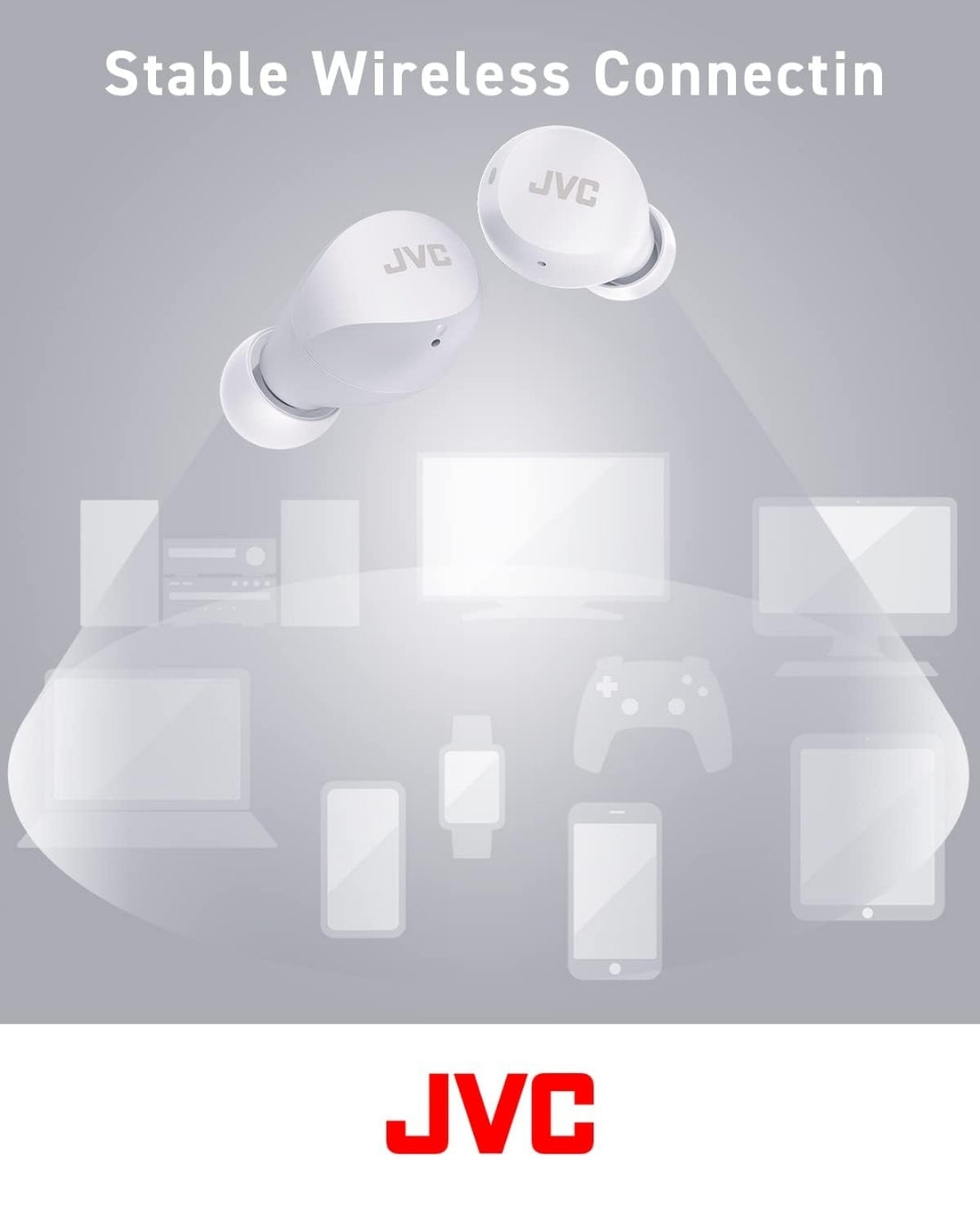 JVC Kompakte en Liggewig Gumy Mini Ware Draadlose Oorfone, Lang Batterylewe (tot 23 Uur), Klank met Neodymium Magneet Drywer, Waterweerstand (IPX4) - HAA6TW (Wit)
