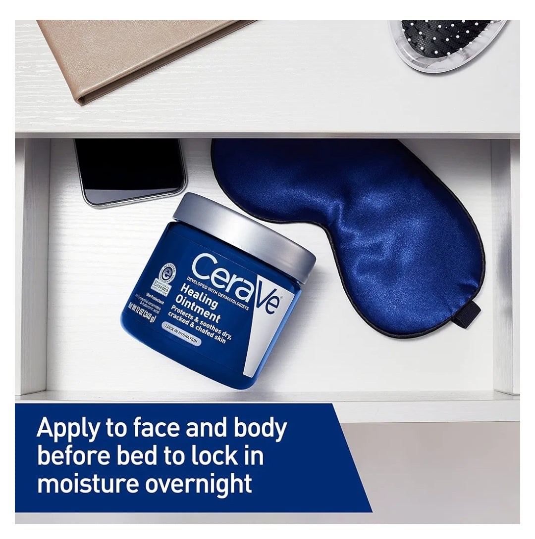 CeraVe Healing Ointment, Hydraterende Velbeskermer met Petrolatum, Hialuroonsuur en Skeramiede, Sonder Geur en Sonder Lanolien (340 g)