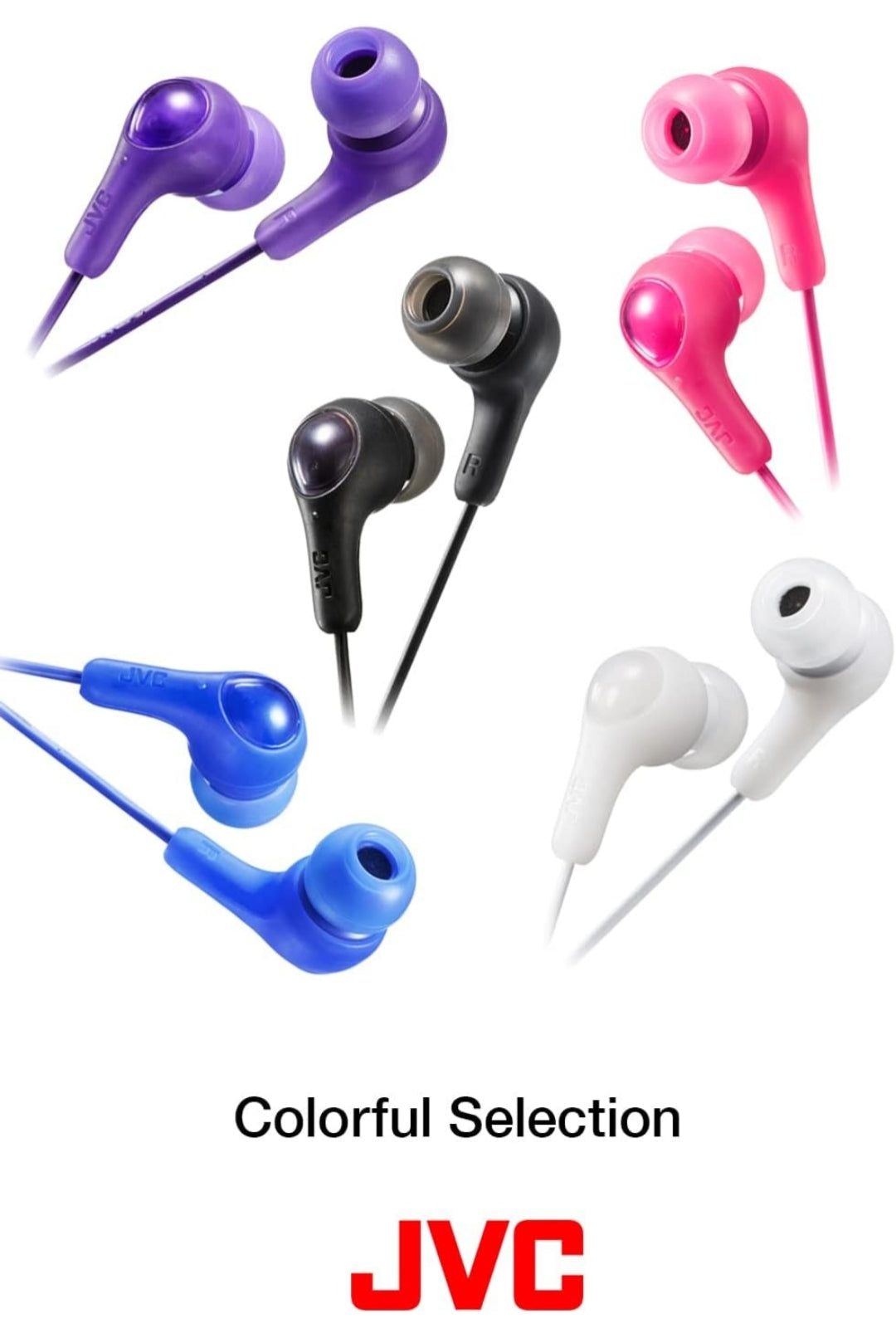 JVC Gumy In-oor-oordop-oorfone, kragtige klank, gemaklike en veilige pasvorm, silikoon-oorstukke S/M/L - HAFX7A (blou) Een grootte, 1 telling (pak van 1)