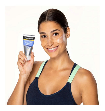 Neutrogena Sport Face Sunscreen SPF 70+ Olievry, 2.5 fl oz, Sweet- & Waterbestand, Breëspektrum UVA/UVB