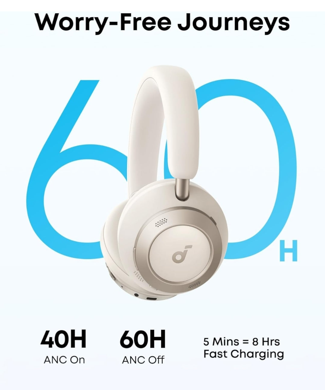 Soundcore Space One Pro, FlexiCurve Over-Ear Headphone, Adaptive Active Noise Cancelling Headphones Driven by 6 Mics, 60H Lossless Audio, Ultra-Fast Charging, Hi-Res Wireless, Comfortable Fit