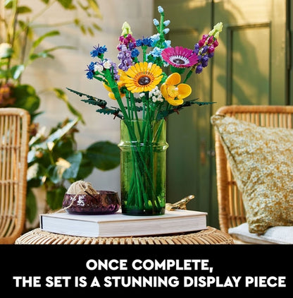 LEGO Botanicals Kunsmatige Veldblomruiker - Binnenshuise Blomme Boustel vir Huis, Kombuis, Lessenaardekorasie